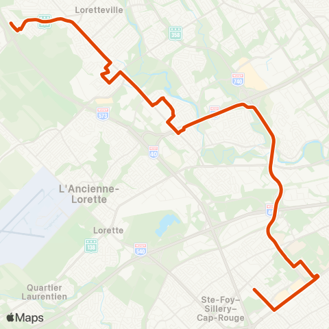 RTC Ste-Foy Ctre via Univ. Laval - Neufchâtel map