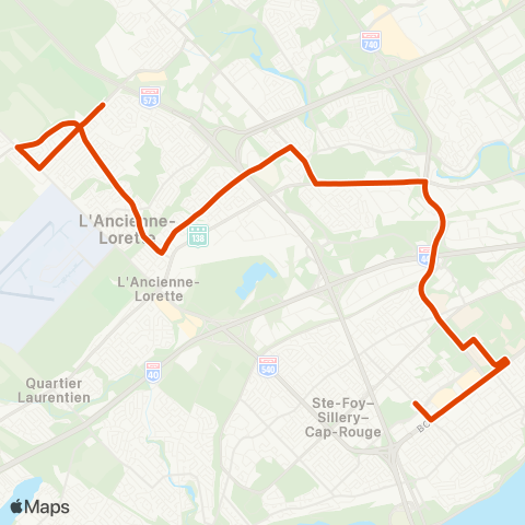 RTC Ste-Foy Ctre via Univ. Laval - l'Ancienne-Lorette map