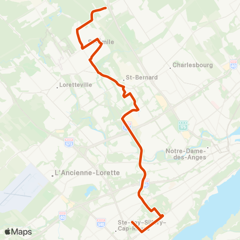 RTC Ste-Foy Ctre via Univ. Laval - St-Émile map