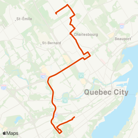 RTC Cégep Garneau via Univ. Laval - Orsainville map