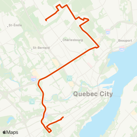 RTC Cégep Garneau via Univ. Laval - Orsainville map