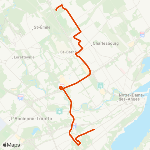 RTC Cégep Garneau via Univ. Laval - Terminus de la Faune map