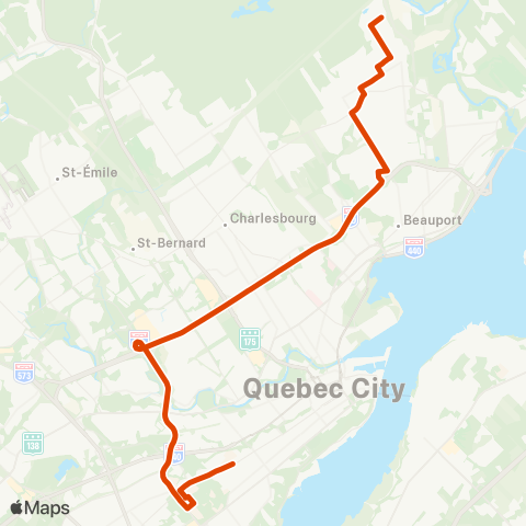 RTC Cégep Garneau via Univ. Laval - Ste-Thérèse-de-Lisieux map