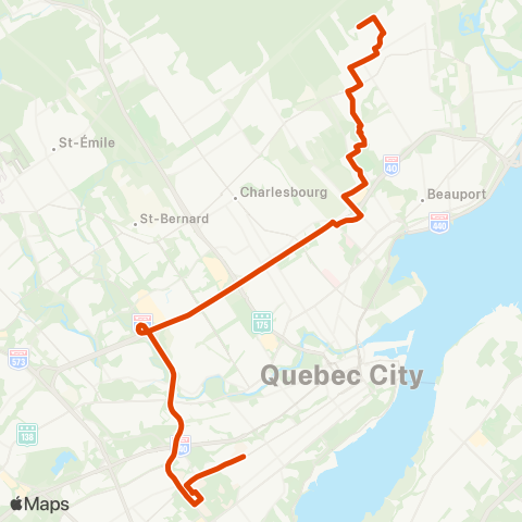 RTC Cégep Garneau via Univ. Laval - Ste-Thérèse-de-Lisieux map