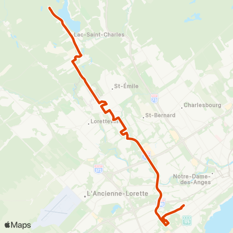 RTC Cégep Garneau via Univ. Laval - Lac-St-Charles map