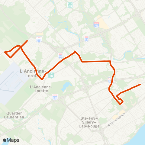 RTC Cégep Garneau via Univ. Laval - l'Ancienne-Lorette map