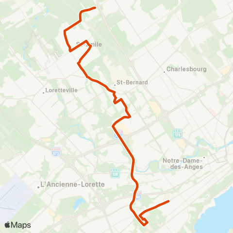 RTC Cégep Garneau via Univ. Laval - St-Émile map