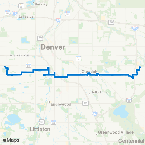 RTD Mississippi Avenue map