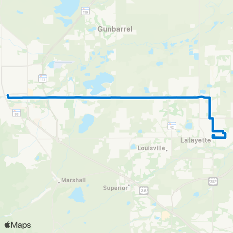 RTD Boulder / Lafayette / Erie map
