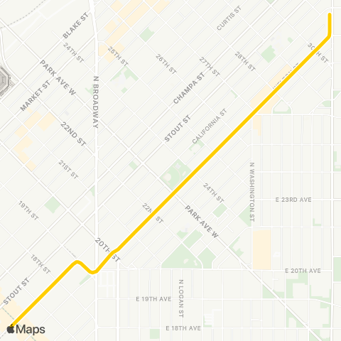 RTD 16th / Stout - 30th / Downing map