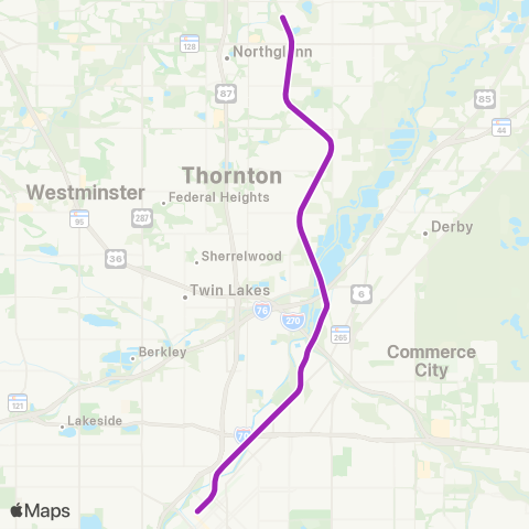 RTD Union Station - Eastlake / 124th map