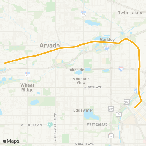RTD Union Station - Wheat Ridge / Ward map