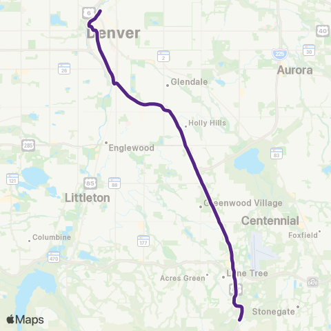 RTD Union Station - RidgeGate Pkwy map