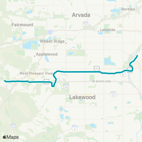 RTD Union Sta - Jeff Cty Govt Ctr / Golden map