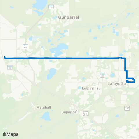 RTD Boulder / Lafayette / Erie map