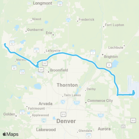 RTD Boulder / Denver Airport map