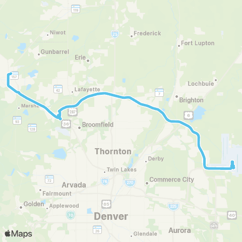 RTD Boulder / Denver Airport map