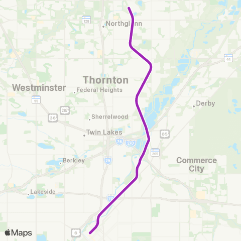 RTD Union Station - Eastlake / 124th map