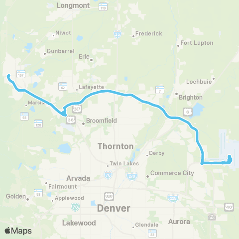 RTD Boulder / Denver Airport map