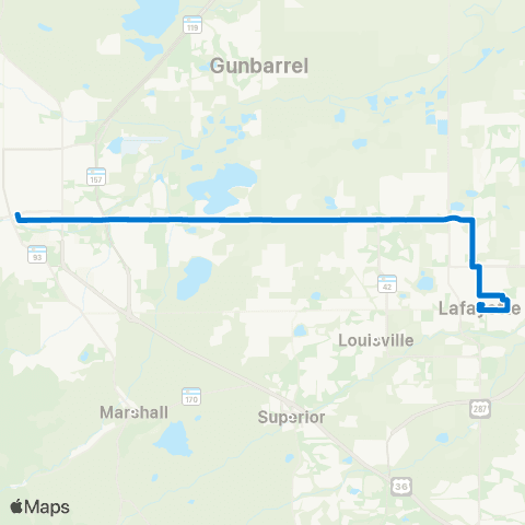 RTD Boulder / Lafayette / Erie map