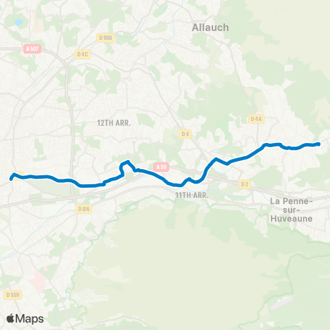 RTM Métro la Timone - Eoures map