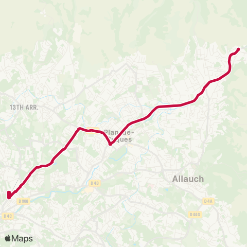 RTM Métro la Rose - Allauch la Fève map