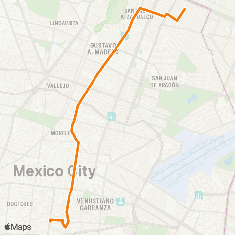 RTP León de los Aldama - Metro Chabacano map
