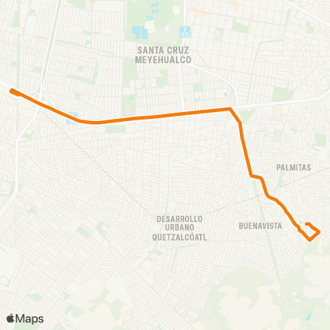 RTP Barranca de Guadalupe - Metro Constitución de 1917 map