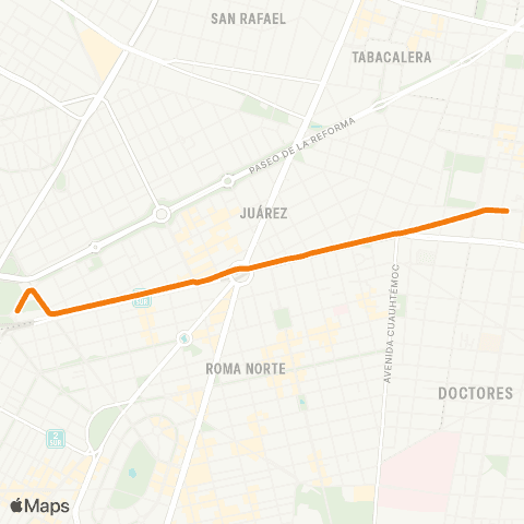 RTP Balderas - Cetram Chapultepec map