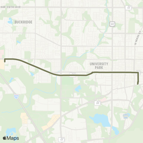 RTS Downtown Station to Oaks Mall map