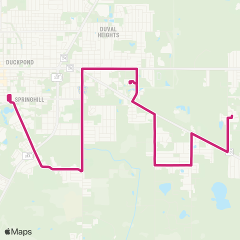 RTS Downtown Station to Eastwood Meadows map