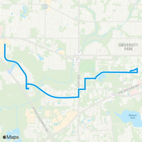 RTS Reitz Union To Oaks Mall map