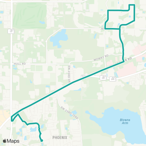 RTS Reitz Union to Gainesville Place map