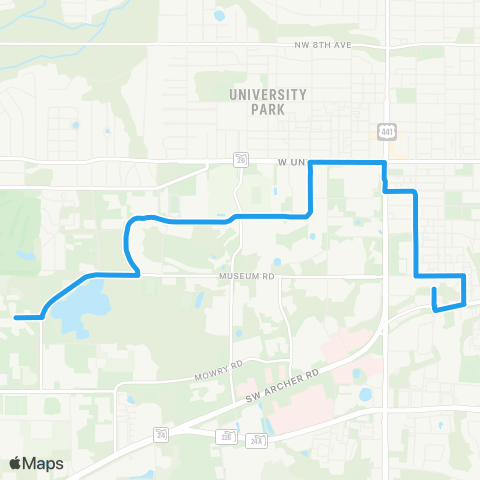 RTS UF E / W Circulator (Lakeside To Sorority Row) map