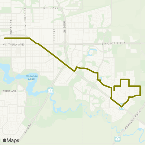 Regina Transit Arcola E Exp - Arcola Dwtn Exp map