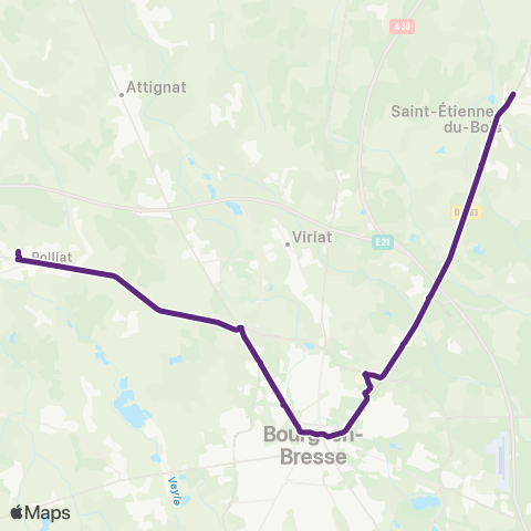 Rubis Polliat - Bourg-en-Bresse - St-Étienne-du-Bois map
