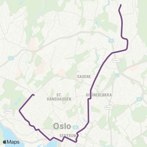 Ruter Kjelsås - Majorstuen o / løkka og Aker Brygge map