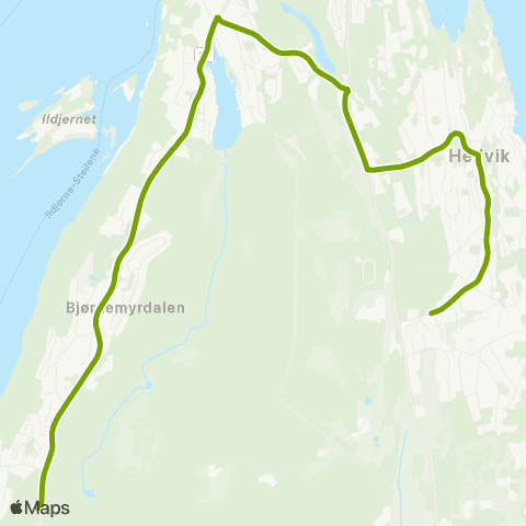 Ruter Skoleskyss Hellvik - Alværn ungdomsskole map