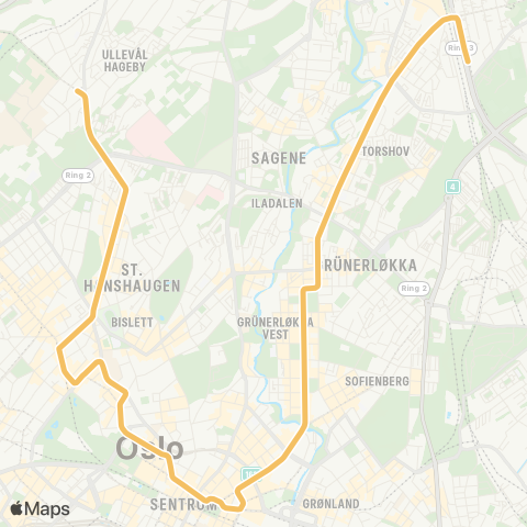 Ruter Grefsen st [4311] - Rikshospitalet map