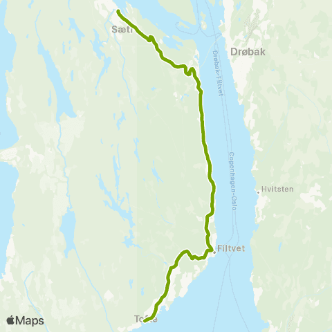 Ruter Skoleskyss Sætre - Tofte skole map
