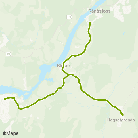 Ruter Skoleskyss Grønnbekkveien - Blaker skole - Sørumsand map