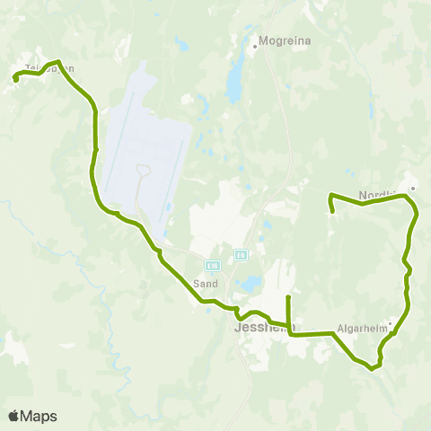 Ruter Skoleskyss Nordkisa - Jessheim - Nannestad map