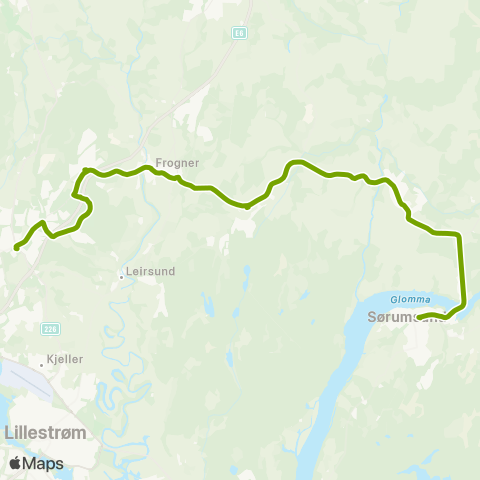 Ruter Sørumsand - Frogner - Skedsmokorset map