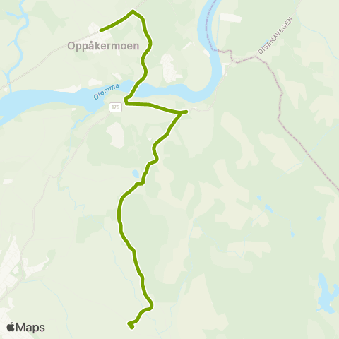 Ruter Skoleskyss Opaker - Smedsrud - Østgård map