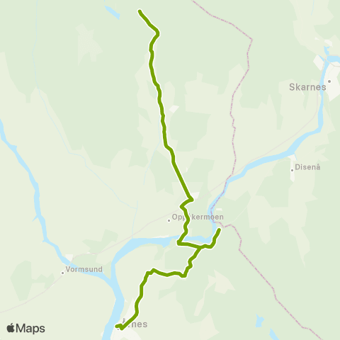 Ruter Skoleskyss Fallet - Skogbygda - Vormsund - Årnes map