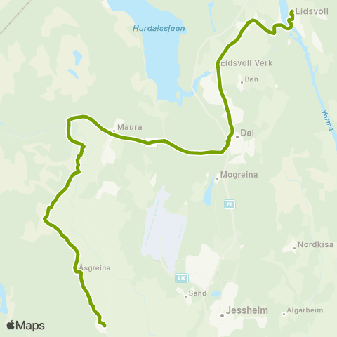 Ruter Skoleskyss Åsgreina - Maura - Eidsvoll map