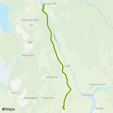 Ruter Skoleskyss Eidsvoll - Bårlidalen - Neskollen map