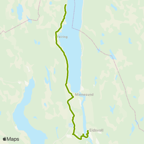 Ruter Feiring / Minnesund - Eidsvoll map