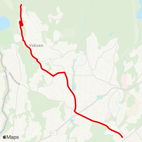 Ruter Majorstuen - Voksen skog map