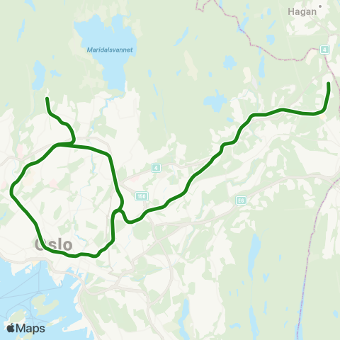Ruter Sognsvann - Vestli map